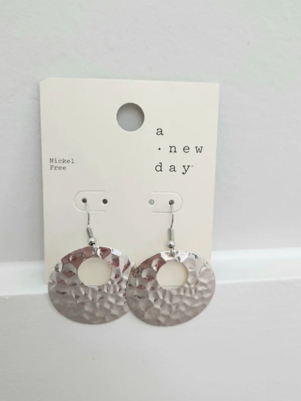 Target Silver Textured Hoop Drop Earrings